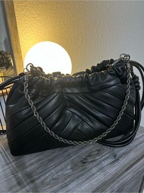 BCBG Black Quilted Shoulder Bag with Chain Strap